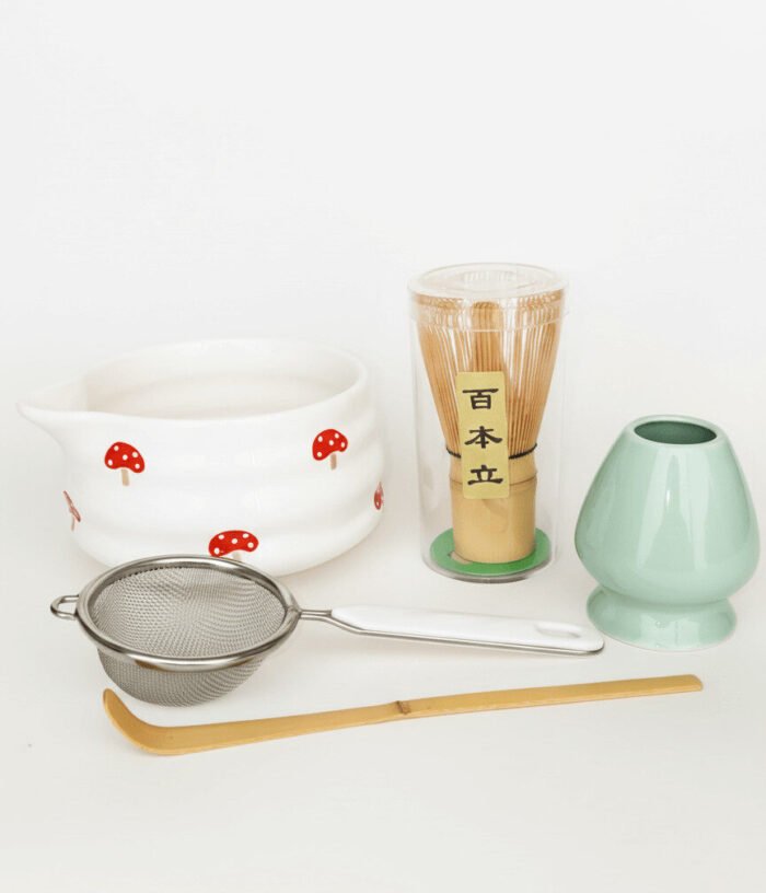 Set de Matcha con Chawan Cerámico de Honguitos