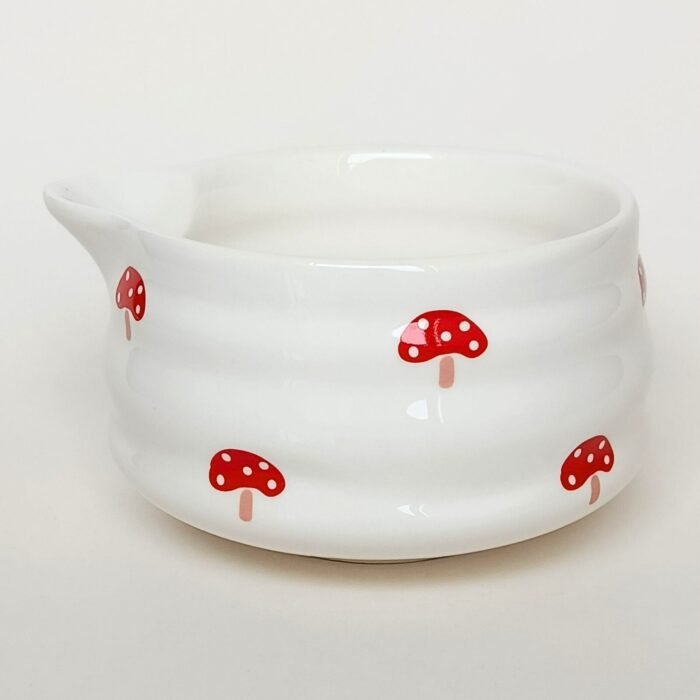 Chawan Cerámico de Honguitos con Pico para Matcha