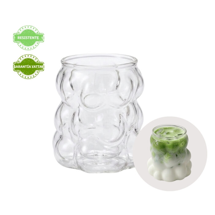 Vaso de vidrio para matcha modelo burbujas - Yatta!