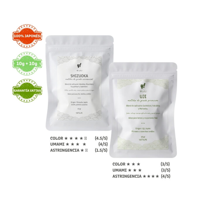 Duo Pack Mini matcha ceremonial Shizuoka y premium Uji 10g cada uno - Yatta