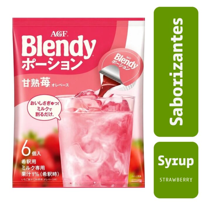 Receta con matcha helado con agua y syrup de strawberry