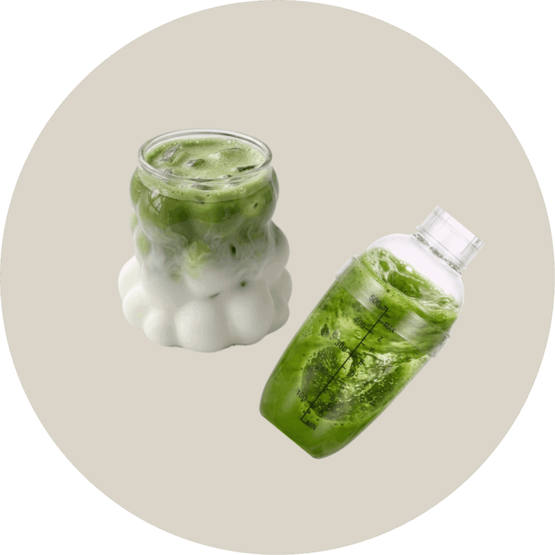 vasos y shakers de matcha yatta