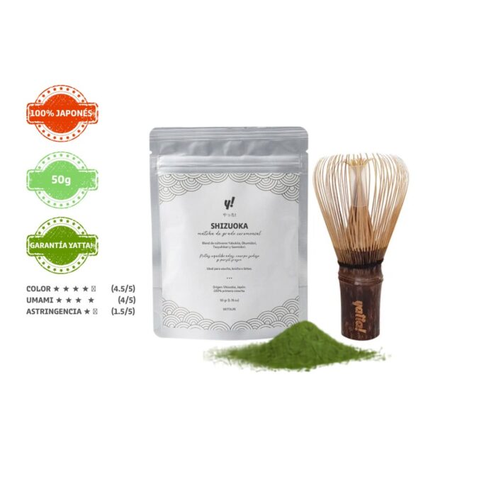 Matcha y chasen de bambú hecho a mano – Pack Yatta con matcha ceremonial Shizuoka 50 g